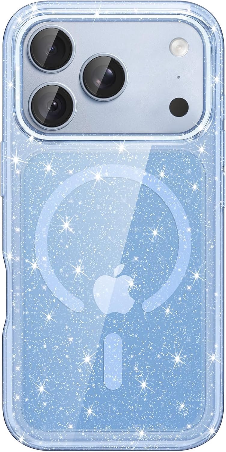 Zandarix Hoesje Geschikt voor Apple iPhone 18 Pro Max - Geschikt voor Mag - Glinster Glitter Bling Ontwerp - Schokbestendig Bescherming - Back Cover Hoesje - Gletsjer