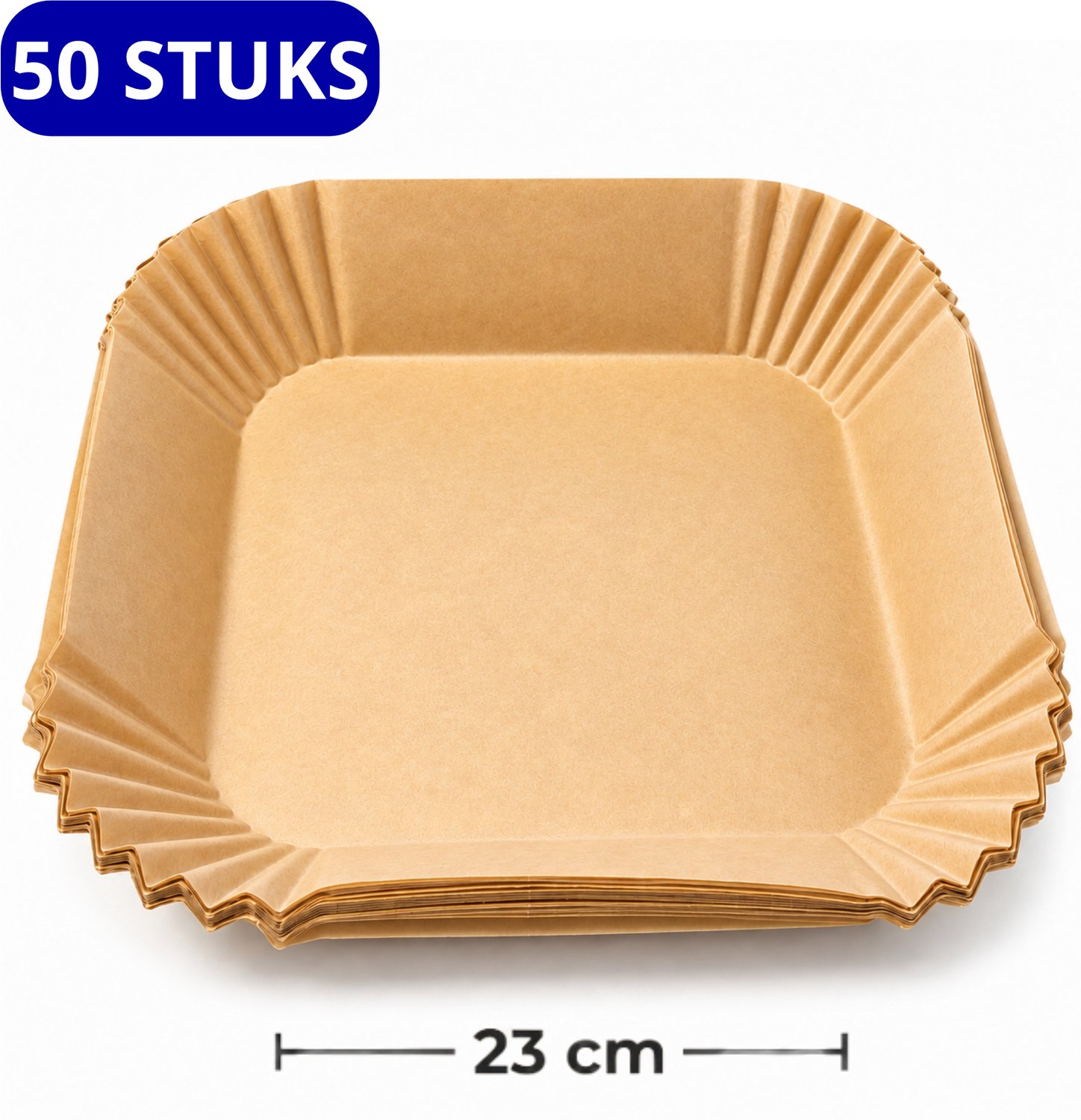 Kroon Bakpapier - Airfryer Bakpapier - 50 Stuks Vierkant - Wegwerpbakjes - Airfryer Accesoires - Heteluchtfriteuse - Luchtfriteuse Wegwerp Bakjes - Geschikt voor Airfryer XL en XXL- 20 tot 23 cm