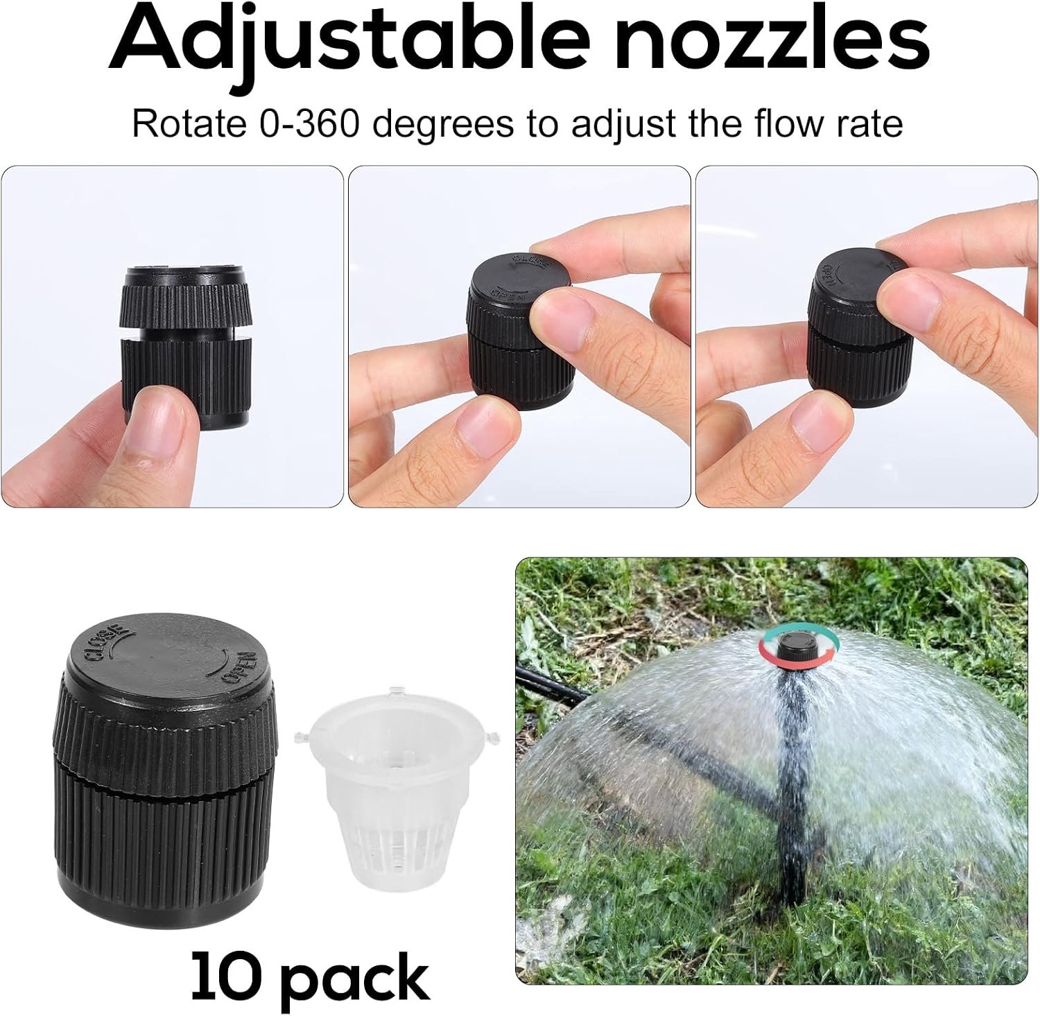 Struiksproeierkoppen 3cm - instelbare waterstroom - met filters - ideaal voor tuinbewatering - m-winkel