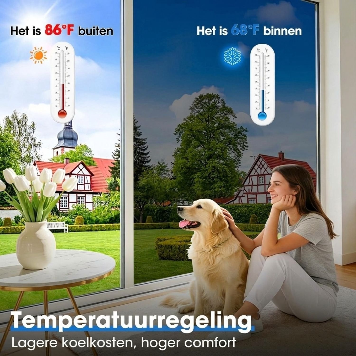 Raamfolie Anti Inkijk - Zelfklevend - Badkamer - zwart-zilver