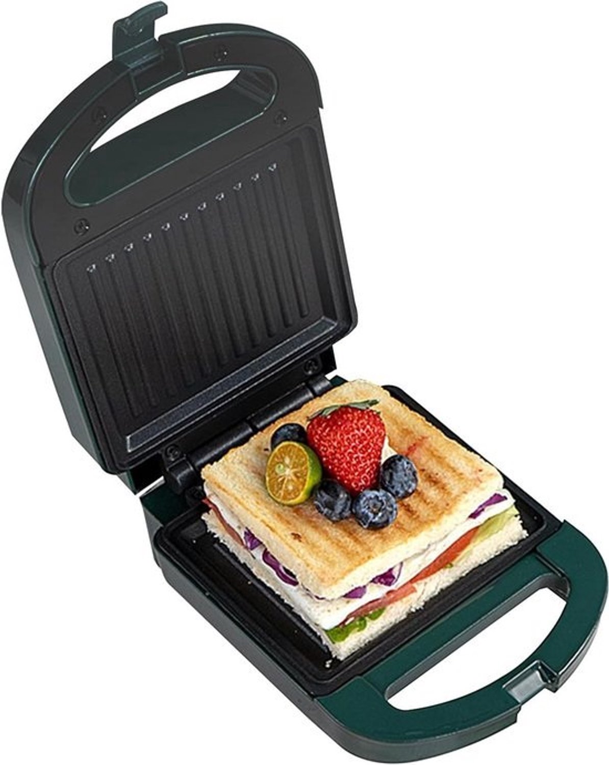 Sandwichmaker en wafelijzer - Tosti- en paniniapparaat - Snelle maaltijden - Compact opbergen - 12x17x12 cm - Zwart