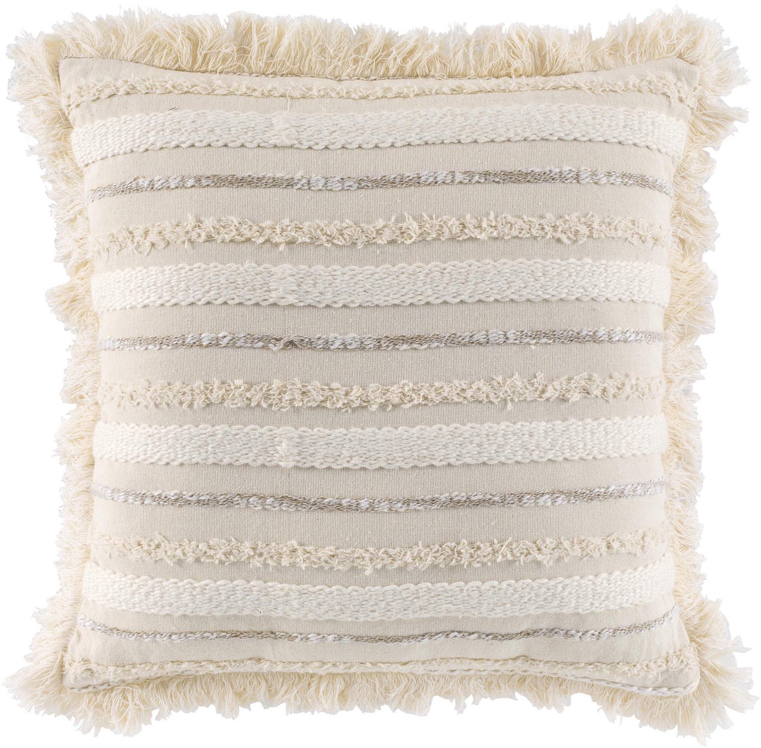 Douceur d intérieur Douceur d'intérieur - Decoratieve kussen met franjes ATLAS NATURAL, 40 x 40 cm Beige