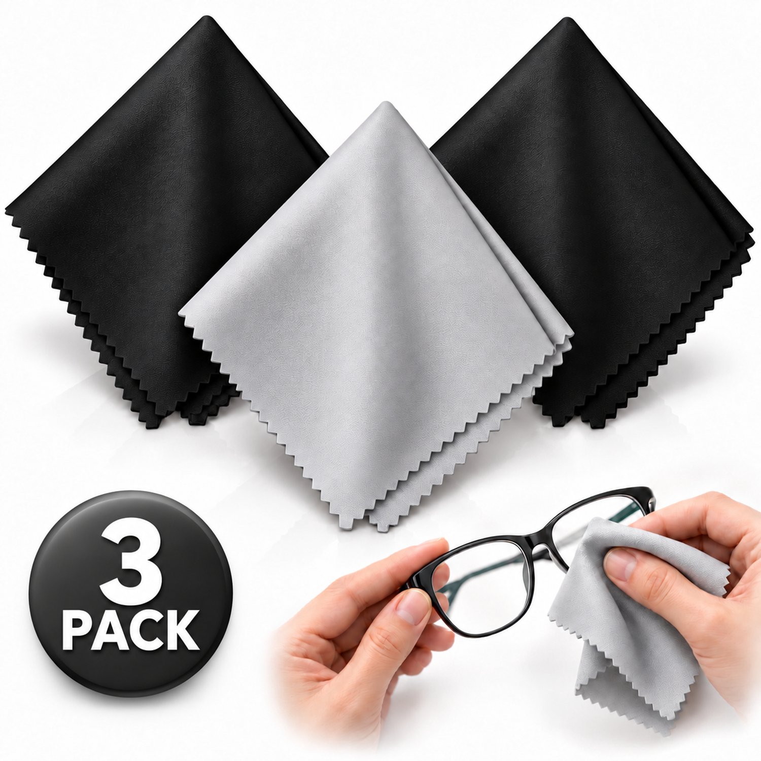 Twenty4seven® Brillendoekjes Microvezel 3-Pack - Brilpoetsdoekjes voor Bril en Zonnebril - Herbruikbare Doekjes voor Beeldscherm, Telefoon en Laptop