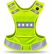 InVincer® - Hardloop verlichting - Reflectie LED vest - Hardloopvest met verlichting - Veiligheidsvest - Hardloophesje - Lime Groen - L