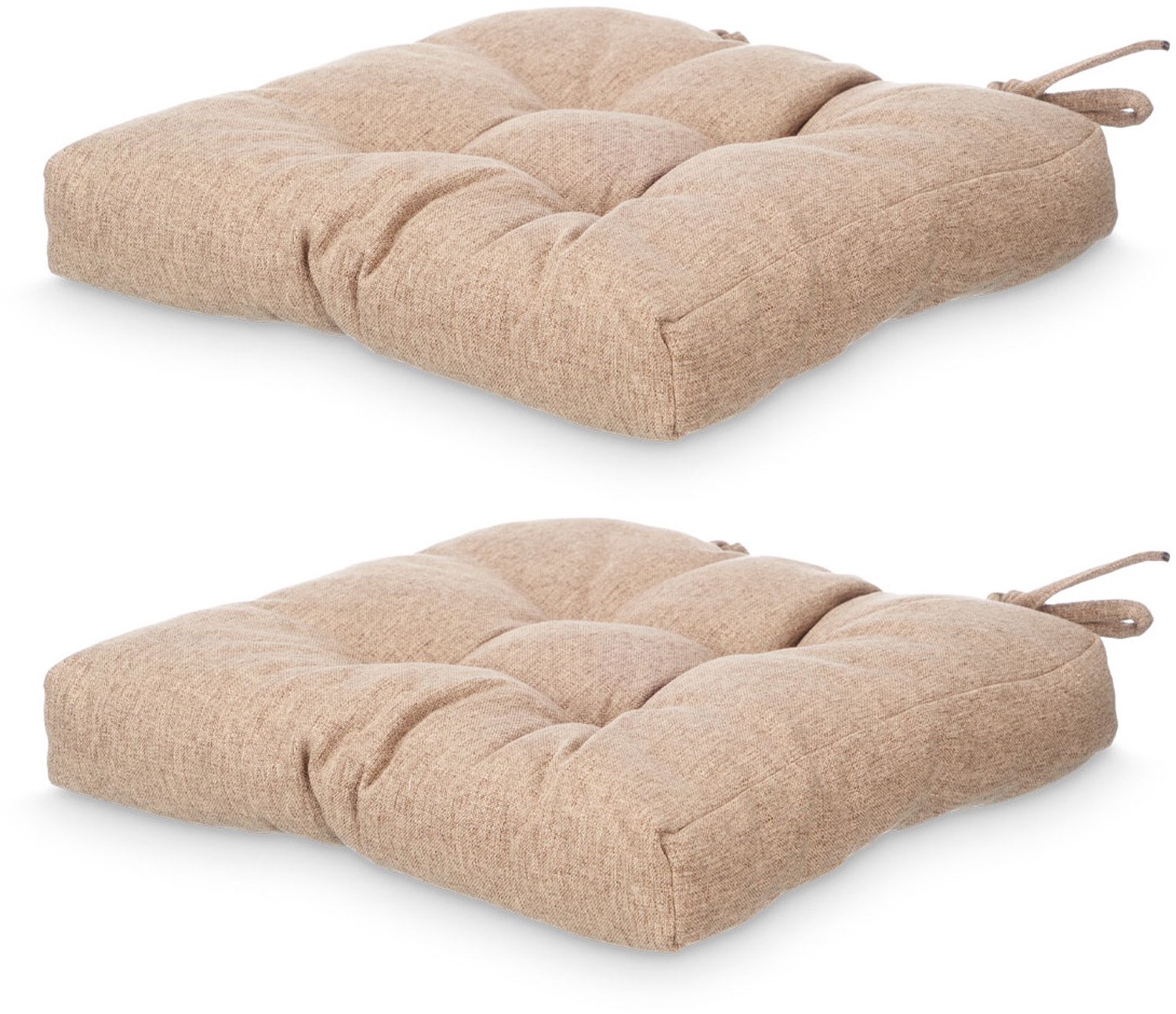 Giftdecor - Stoelkussens met quilt en strikjes, 40 × 40 cm - bruin