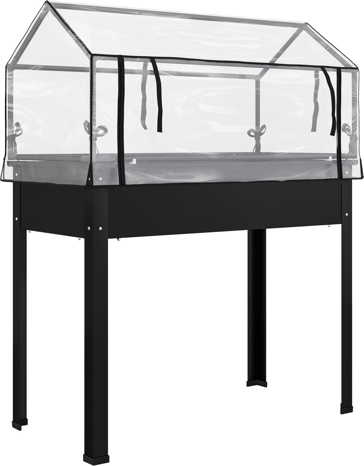 Sunona Verhoogd plantenbed met kweekkas - 100 x 48 x 124 cm - Zwart