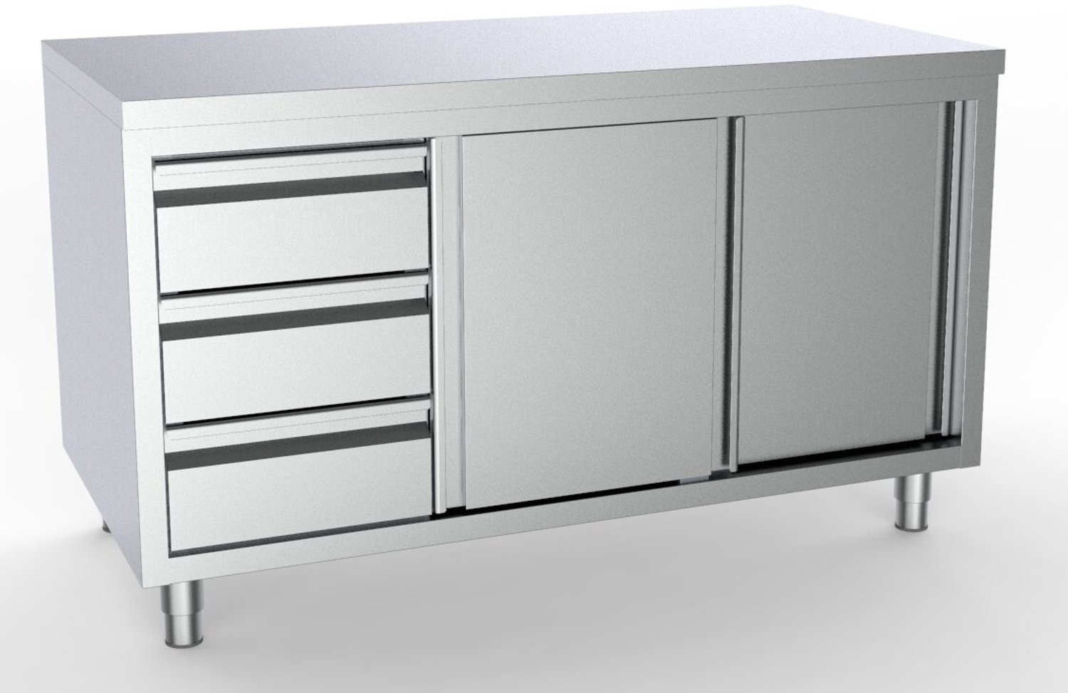 700 Werktafel Schuifdeuren Laden Links 2000, combisteel 7333.0254 - Horeca & Professioneel