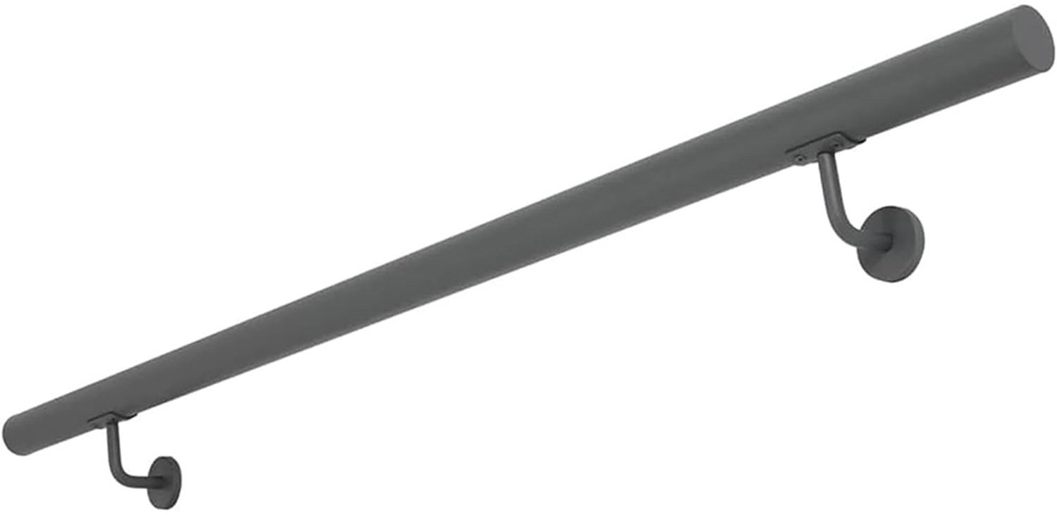 V2Aox leuning trapleuning van roestvrij staal, antraciet, diameter: 4,2 cm, roestvrij en weerbestendig, inclusief bevestigingsmateriaal, houder,