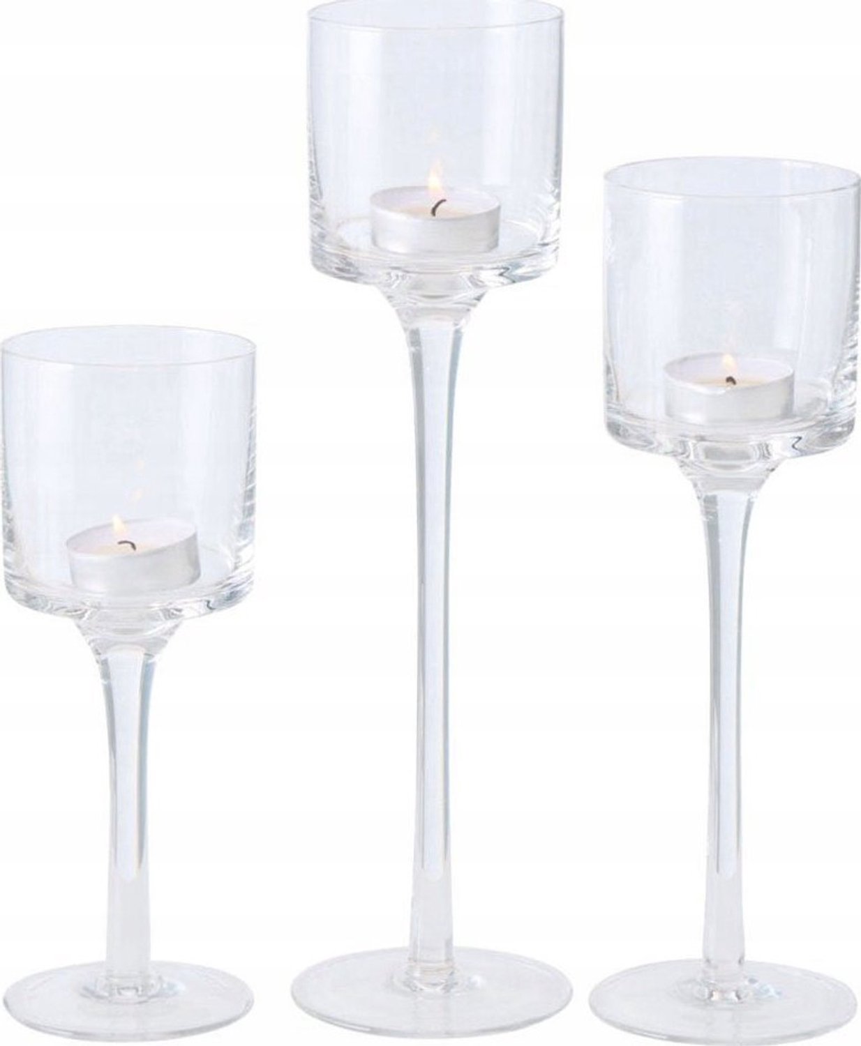 Selsey glazen kandelaars Arosa - set van 3, transparant glas, drie niveaus