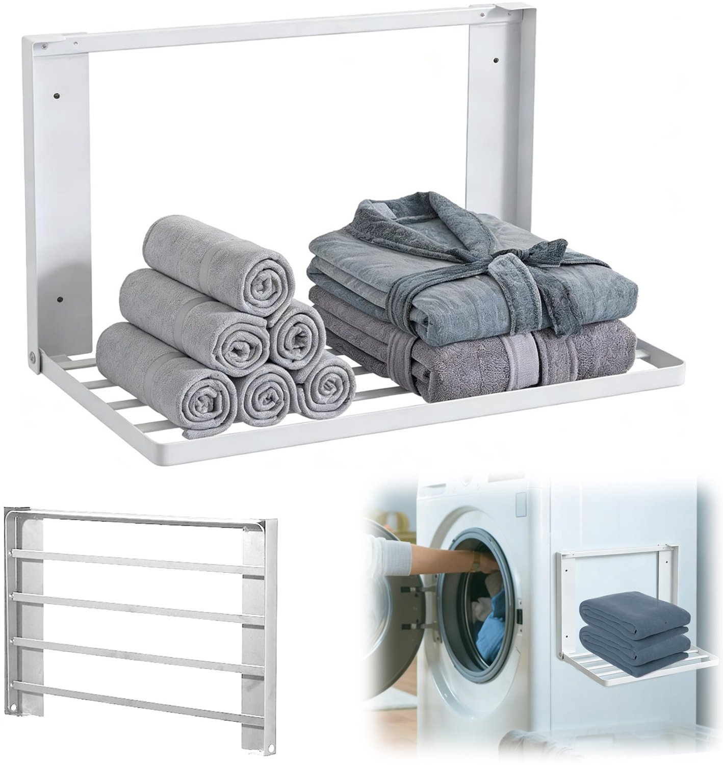 Magnetische Plank Voor De Wasmachine - Opvouwbaar Wasrek - Wasmachine-Organizer Voor Handdoeken En Kleerhangers