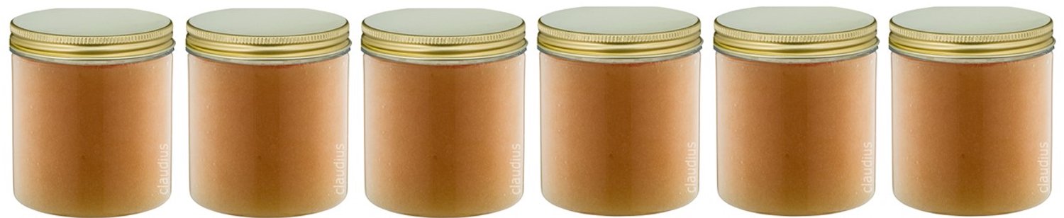 Claudius Bodyscrub-Gel Honey - 400 gram - Pot met gouden deksel - set van 6 stuks - Hydraterende Lichaamsscrub - Body Scrub