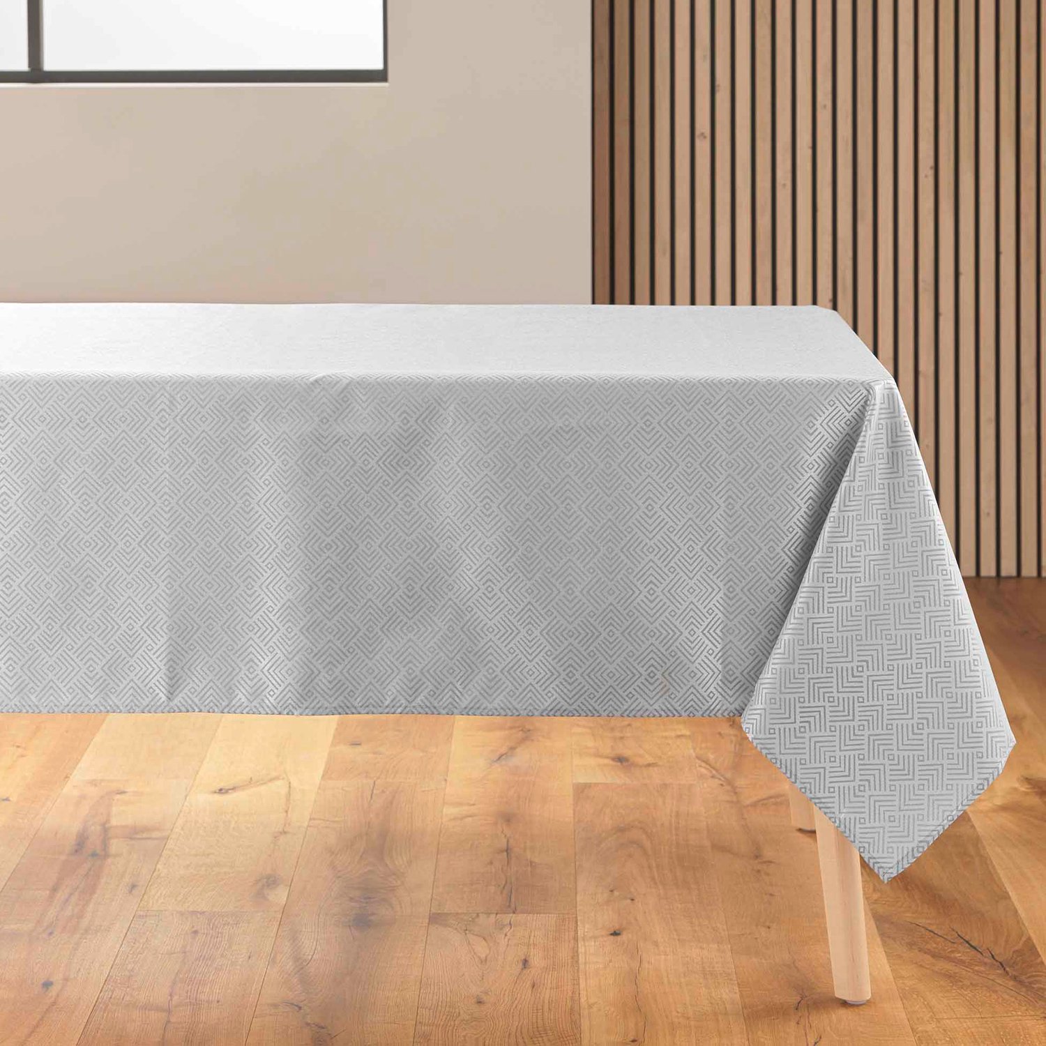 Douceur d'intérieur - Jacquard tafelkleed met metallic patroon AZULINE, 140 x 250 cm - grijs