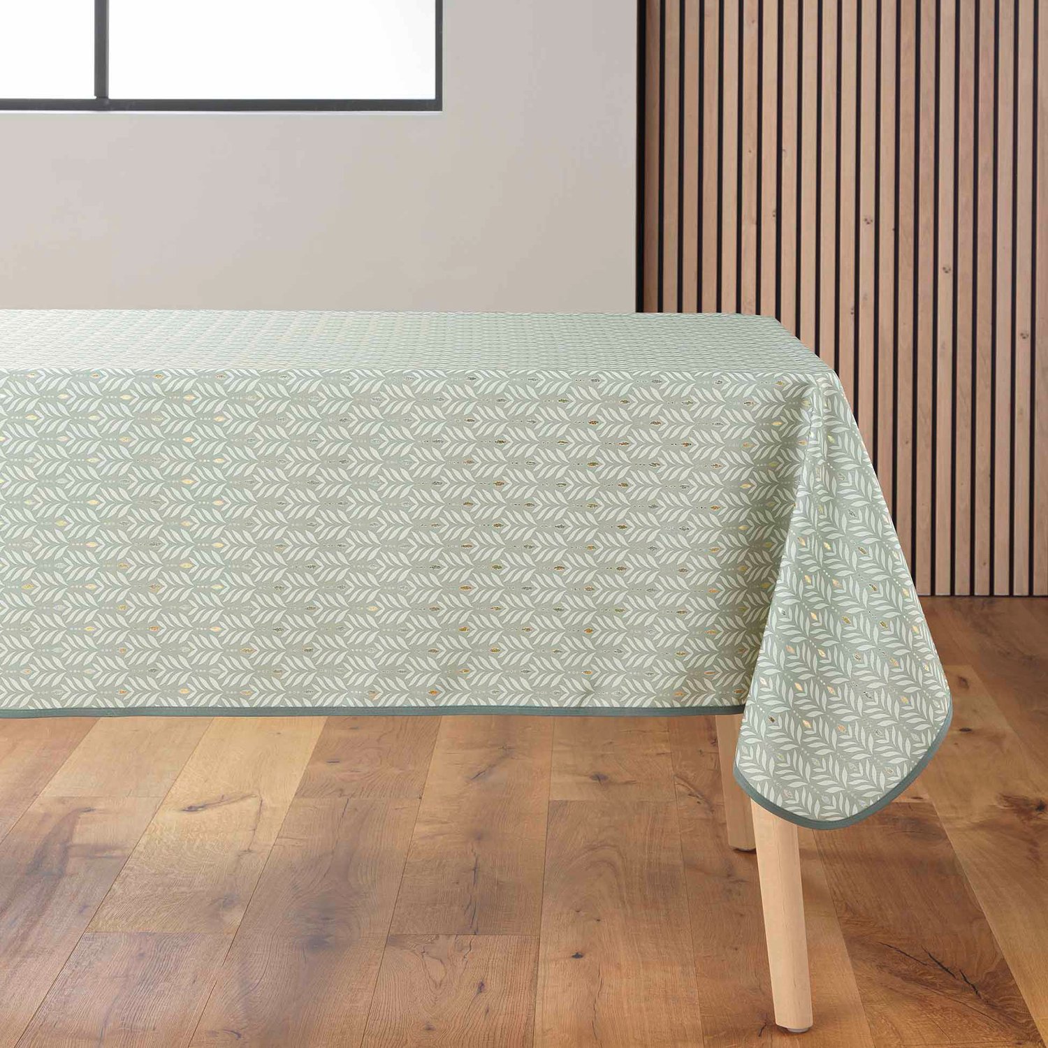 Douceur d'intérieur - Rechthoekig tafelkleed met glanzend patroon, 145 x 240 cm - groen