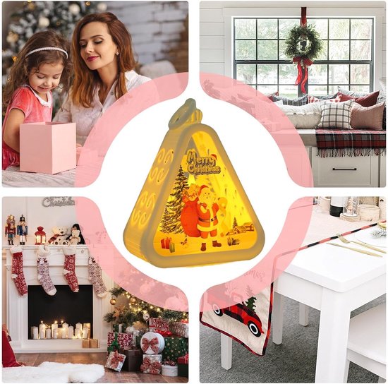 Kerstnachtlampje - Kerstnachtlampje in vintage-stijl - Kerst decoratie - LED kerstlampje - Sfeerlampje kerst - Kerst ornament - Tafellampje kerst - Nostalgisch kerstlampje - Kerst cadeau - Kerstverlichting binnen — afbeelding 5