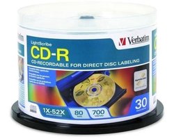 30x LightScribe CD-R-opnamemedia 700MB 80 minuten 52x snelheid goud