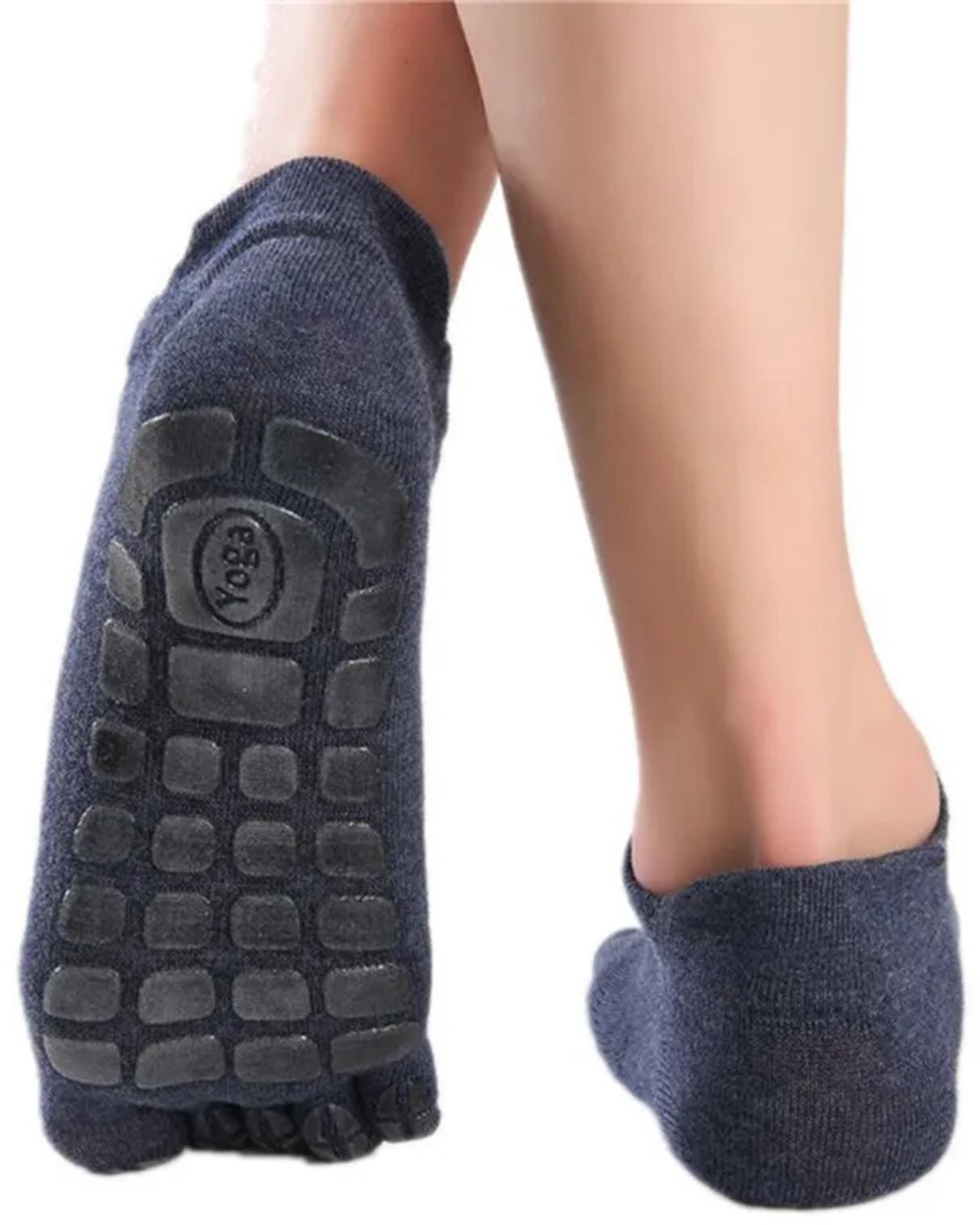 Nieuwe Winter Dikke Vijfvinger Sokken voor Mannen Warme Antislip Fitness Toesokken Lage Kuit Slippers voor Binnen Comfortabele Huissokken Sport Sokken Vijfvingersokken Donkerblauw