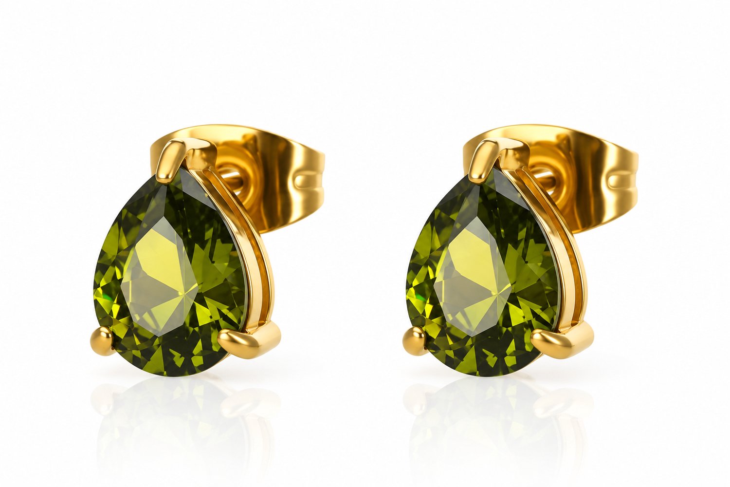 Maevi® Geboortesteen Oorbellen - Maand: Augustus - Kleur: Goud - Oorknopjes / Oorbellen - Hoge Kwaliteit - RVS / Roestvrijstaal / Stainless Steel - Incl. Luxe Verpakking - Sieraden Vrouwen / Dames / Moeder - Geboorte Cadeau / Kraamcadeau