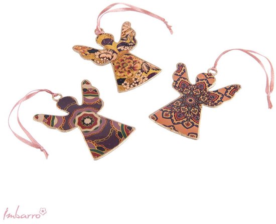 Imbarro - Hanger - Kerst - Handgemaakt - Set van 3 - Engel - Maree - Diverse kleuren