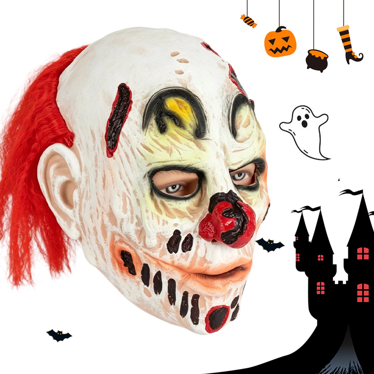 Halloween-Horrorclownmasker - Griezelig Latex Masker - Eng Clownsmasker - Eng Kostuumaccessoire Voor Volwassenen En Tieners