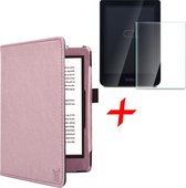 Hoes geschikt voor Kobo Clara HD - Book Case Leer Wallet Cover Hoesje Roségoud - Tempered Glass Screenprotector