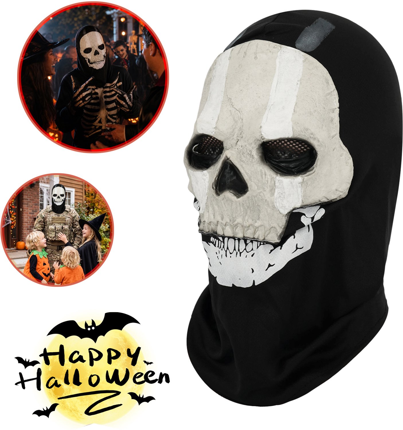Spookmasker - Volledig Gezichtsmasker Met Doodskop - Griezelig Halloween-Schedelmasker - Cosplay Kostuum Masker