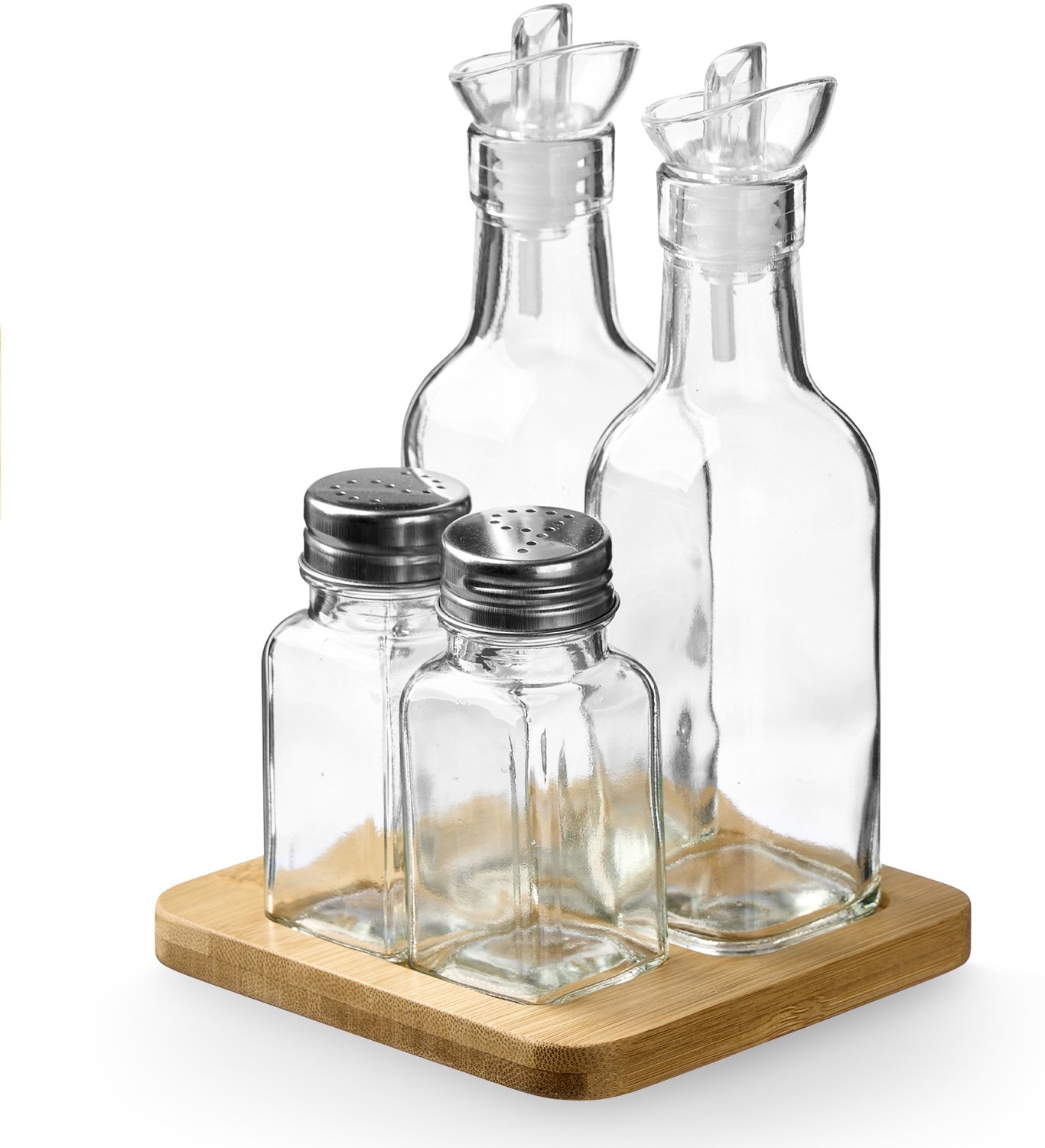 Vivalto - Kruiden- en olie-set met houten basis, 4 onderdelen