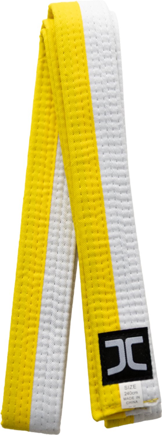 JC Taekwondo banden half Wit half Geel (Maat: 300)