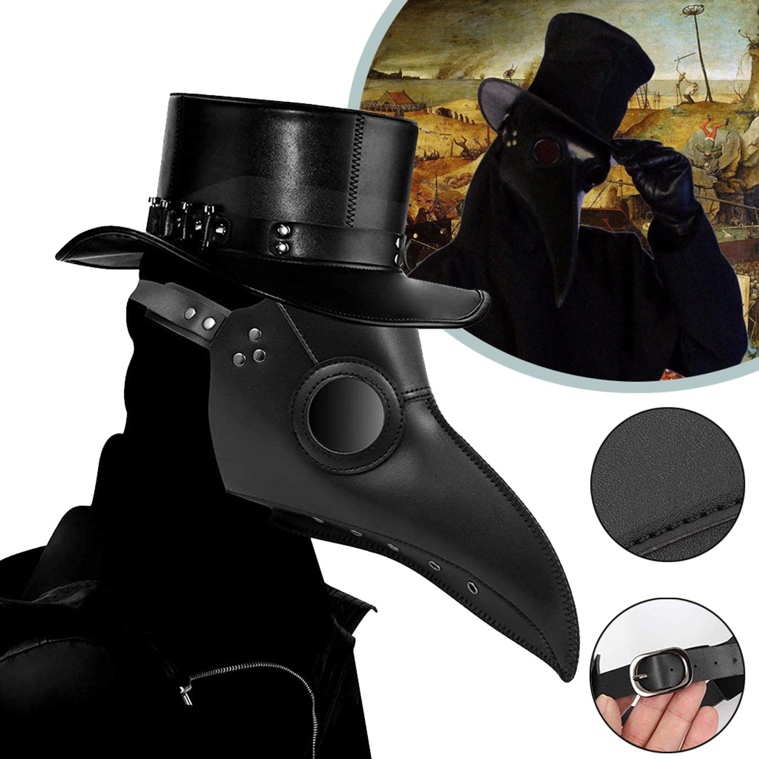 Griezelig Feestpestdoktermasker - Steampunkmasker Met Lange Neus En Vogelbek - Pestdokter Kostuummasker - Snavelmasker