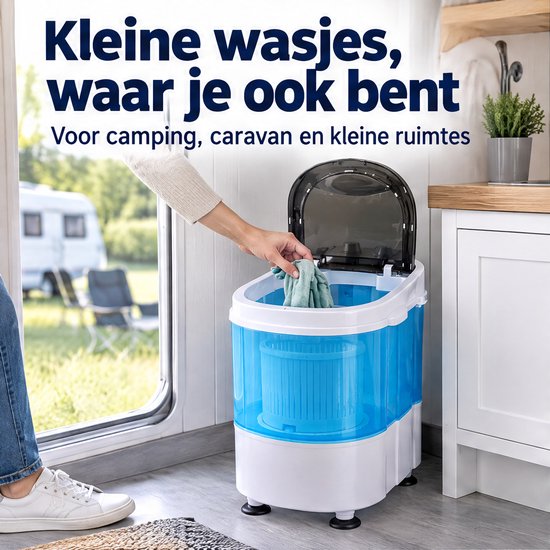 Cheqo® Mini Wasmachine met Centrifuge - Camping Wasmachine - Kleine Wasmachine - Draagbare Wasmachine - Compacte Wasmachine - Caravan Wasmachine - Camper Wasmachine - Studenten Wasmachine - Bovenlader Wasmachine - Wasmachine voor Kleine Ruimtes van Cheqo — afbeelding 2