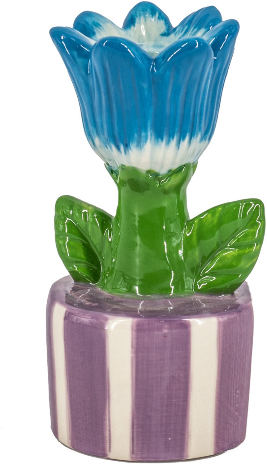 homebound by ky Kaarsenstandaard tulp stripes Blauw