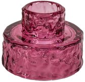 Glazen waxine- en kaarsenstandaard roze