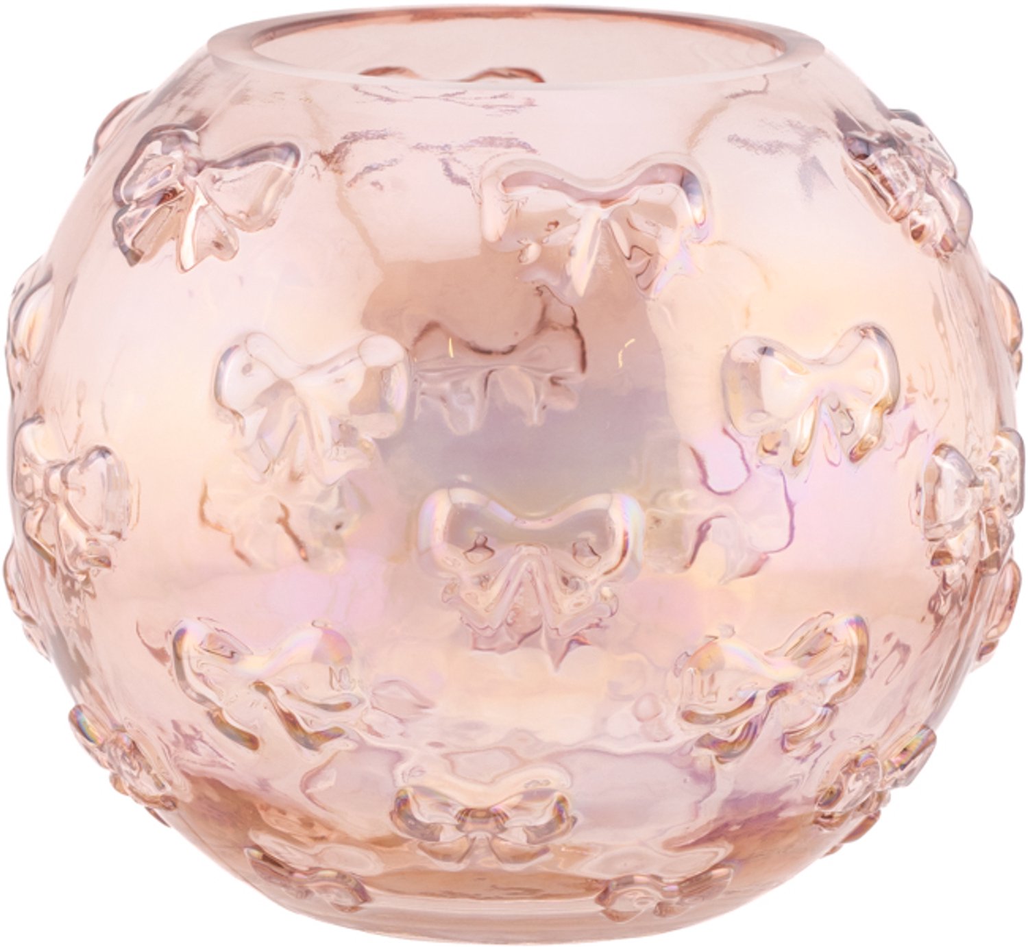 Glazen vaas vlinders holo roze