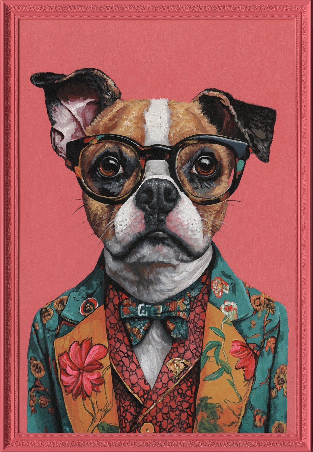 Schilderij met lijst bulldog 70x100cm