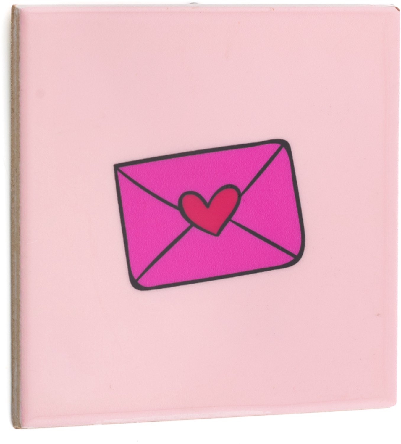 homebound by ky Tegeltje met tekst - Keramisch tegeltje – Envelop met hart – 10×10 cm Multi colour