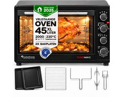 TurboTronic EV45 Vrijstaande Oven - 45L - Instelbare temperatuur en timer - accessoires - Zwart