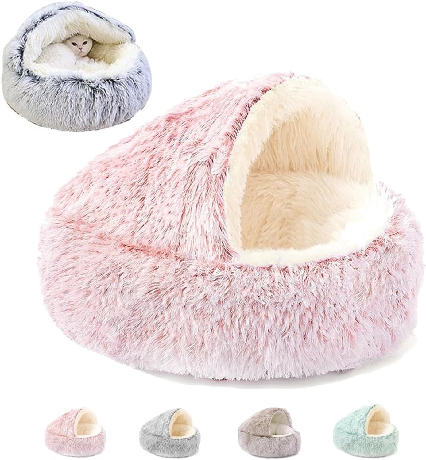 YAGXIG huisdierbed – kattenbed – vogelnestbed – winterwarm bed – zacht en comfortabel – antislipbodem – warm – afneembaar – wasbaar – geschikt voor kleine en middelgrote huisdieren (roze, medium)