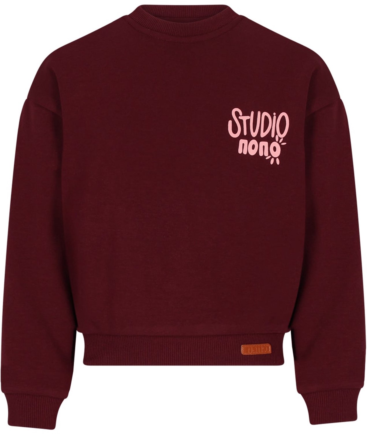 NONO - Konono Soft Furry Sweat Out of Office print - Bordeaux - Maat 104