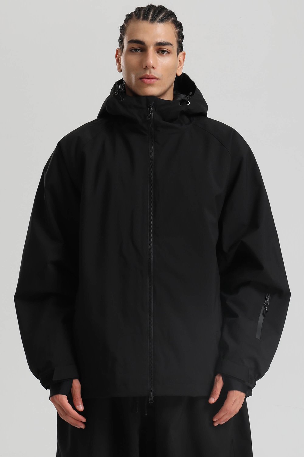 GSOU SNOW - Unisex oversized ski- en snowboardjas - 15K waterdicht - Zwart - Maat XXL