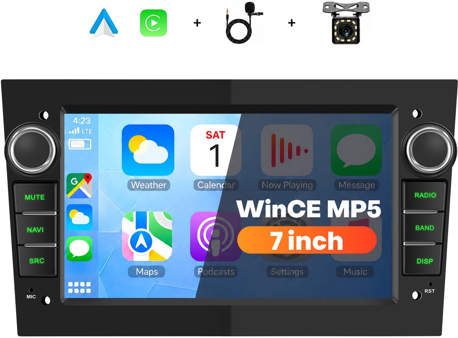 Boscer 2 Din Autoradio met 7 Inch Scherm - Geschikt voor Opel Astra, Corsa, Zafira & Meriva - Draadloos Apple CarPlay & Android Auto - Bluetooth Handsfree Bellen - FM Radio (RDS) - Stuurwielbediening via CAN-bus - Achteruitrijcamera & Microfoon