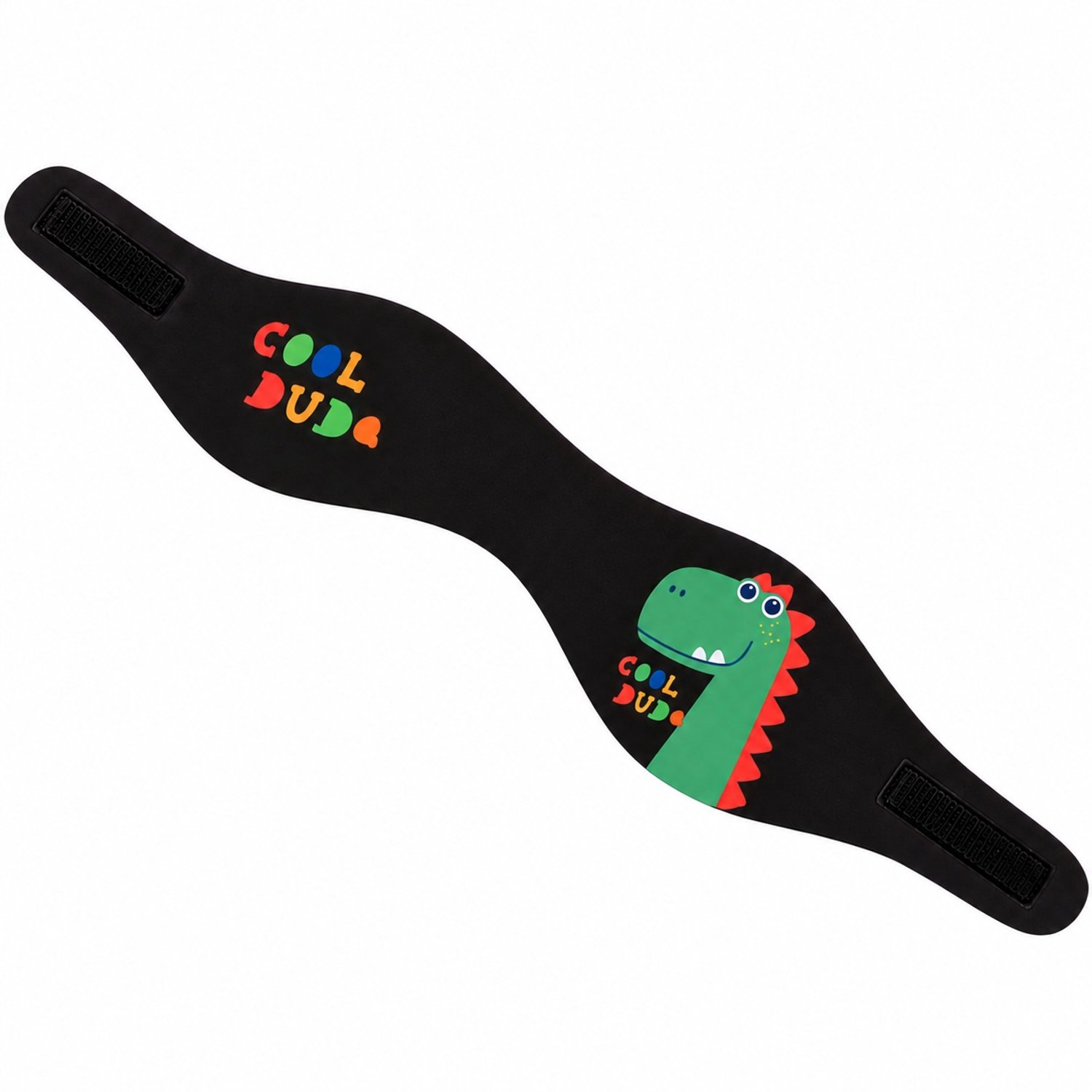 Zwemhoofdband Kind – Hoofdband Zwemmen voor Oren – Maat M 3-9 Jaar – Verstelbaar met Klittenband – Dino Print – Zwart