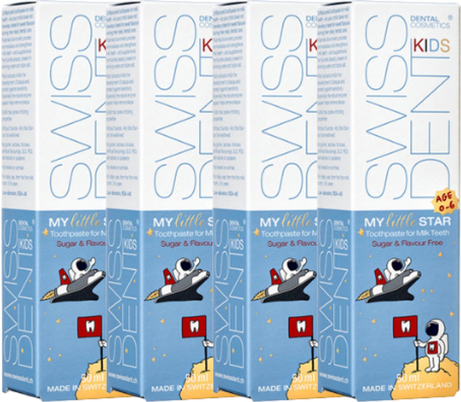 SWISSDENT Kids My Little Star Tandpasta - 0-6 jaar - 4 x 50 ml - Voordeelverpakking