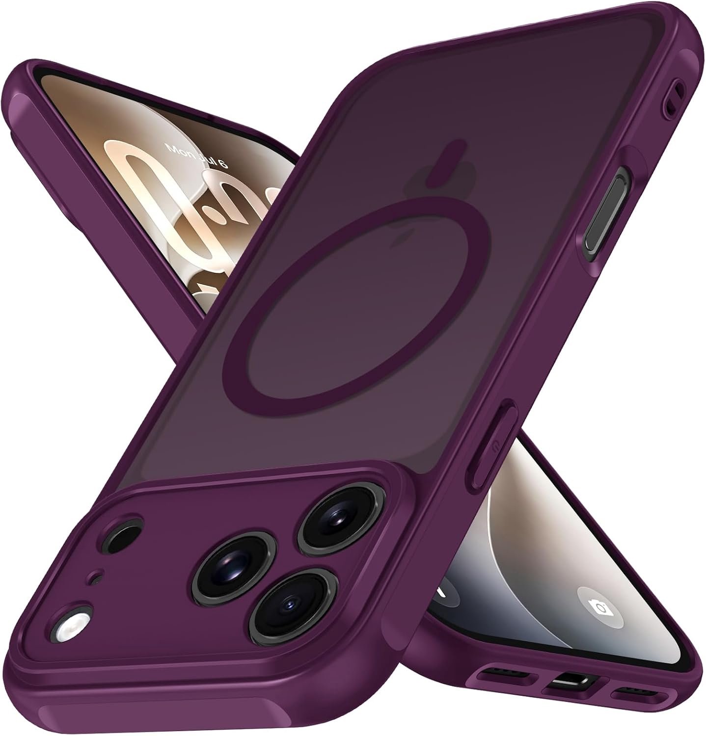 Zandarix Hoesje Geschikt voor Apple iPhone 18 Pro - Back Cover Hoesje - Matte Siliconen - Geschikt voor Mag - Militaire Valbescherming - Wijnrood