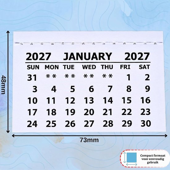 Kalender Tabs Mini Jaar Planner - Wit - 73 x 48 mm - Gestikte Papieren Kalender - Voor Persoonlijke Cadeaus — cadeau in Hobby - foto 2