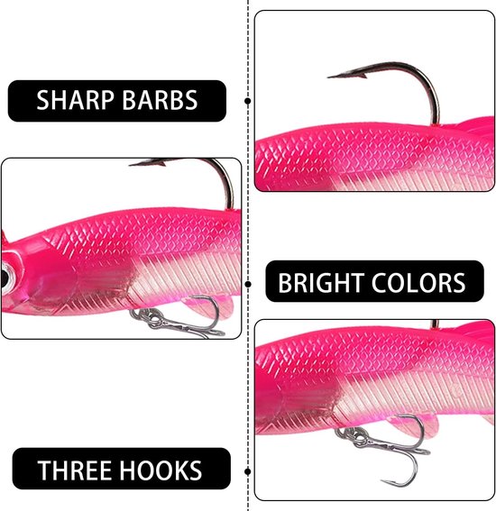 Vis Crankbait Jigkoppen - Zoals Afgebeeld - 11 Stuks - Rubber Vishaas met Scherpe Haken - Voor Roofvissen — afbeelding 5