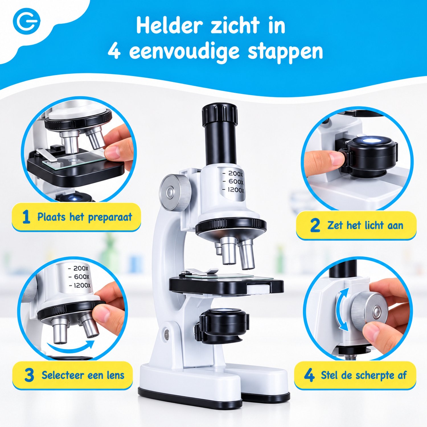 Silvergear® Microscoop voor Kinderen - Kindermicroscoop Set - Beginnersmicroscoop met 200x, 600x, 1200x Vergroting - Educatief STEM Speelgoed - LED Verlichting - Smartphonehouder, Preparaten en Onderzoeksaccessoires - Cadeau voor 6, 7, 8, 9, 10+ Jaar — afbeelding 9