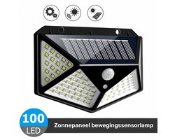 Merkloos Solar Buitenlamp met Bewegingssensor - Op Zonne Energie - Buitenverlichting - Met Brede Hoek - Zwart - Dag en Nacht - 1200 Lumen