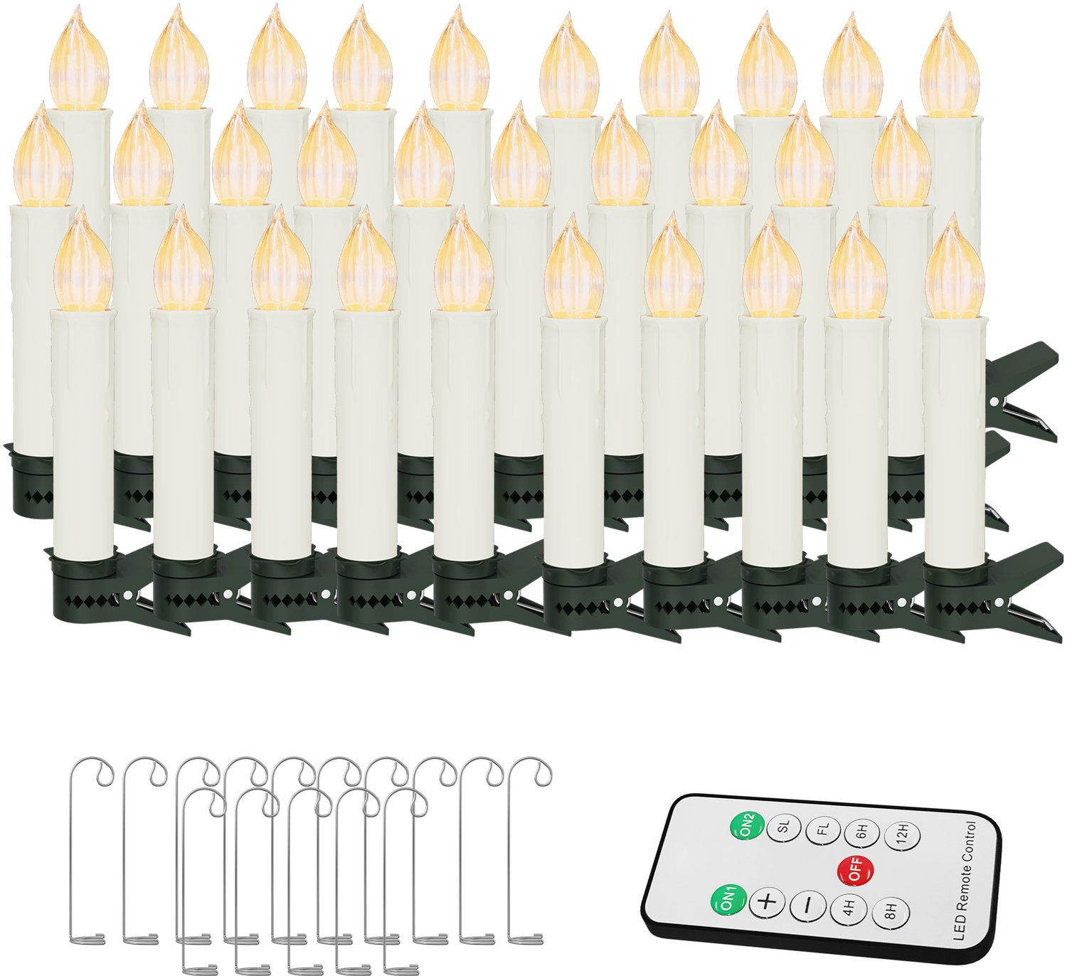 NAIZY LED Kaarsen 30 Stuks - Warm Wit - Kerstboomkaarsen met Clip - Timer & Afstandsbediening - IP44 - Zonder Batterijen - NAIZY Warm wit licht