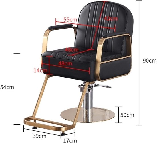 Retro Hydraulische Kappersstoel met 360° Draaifunctie, Verstelbare Hoogte, Kantelfunctie, Comfortabele Schuimvulling en Waterafstotende Kunstleren Bekleding voor Kapsalon, Barbershop en Haarspa — afbeelding 5