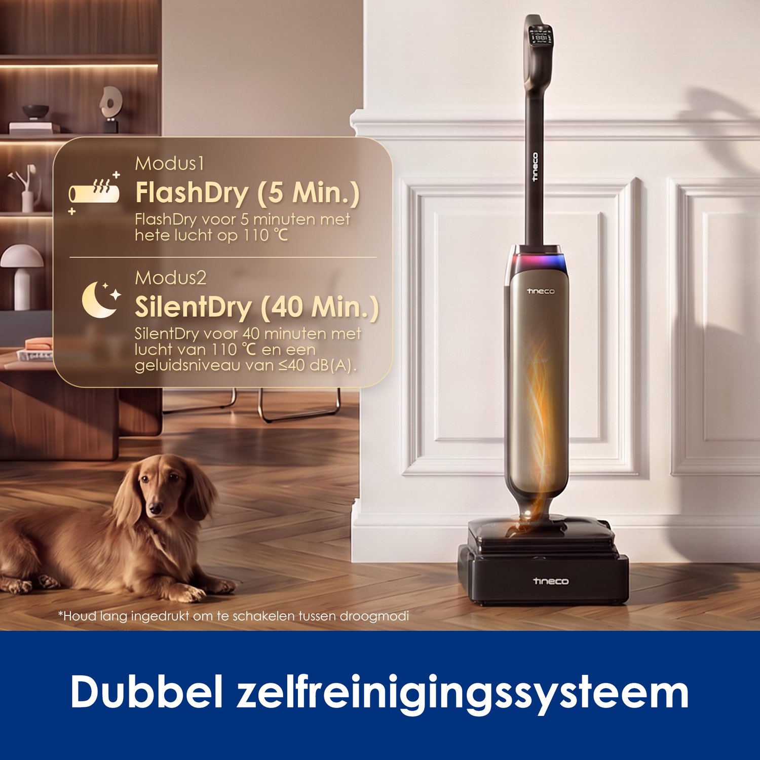 Tineco Floor One S9 Artist Boost Steam Premium - 25.000 KpA - 230 graden stoom - draadloze Vloerreiniger & steelstofzuiger - Stofzuigt en dweilt harde vloeren tegelijkertijd - 60 min accuduur – foto 3