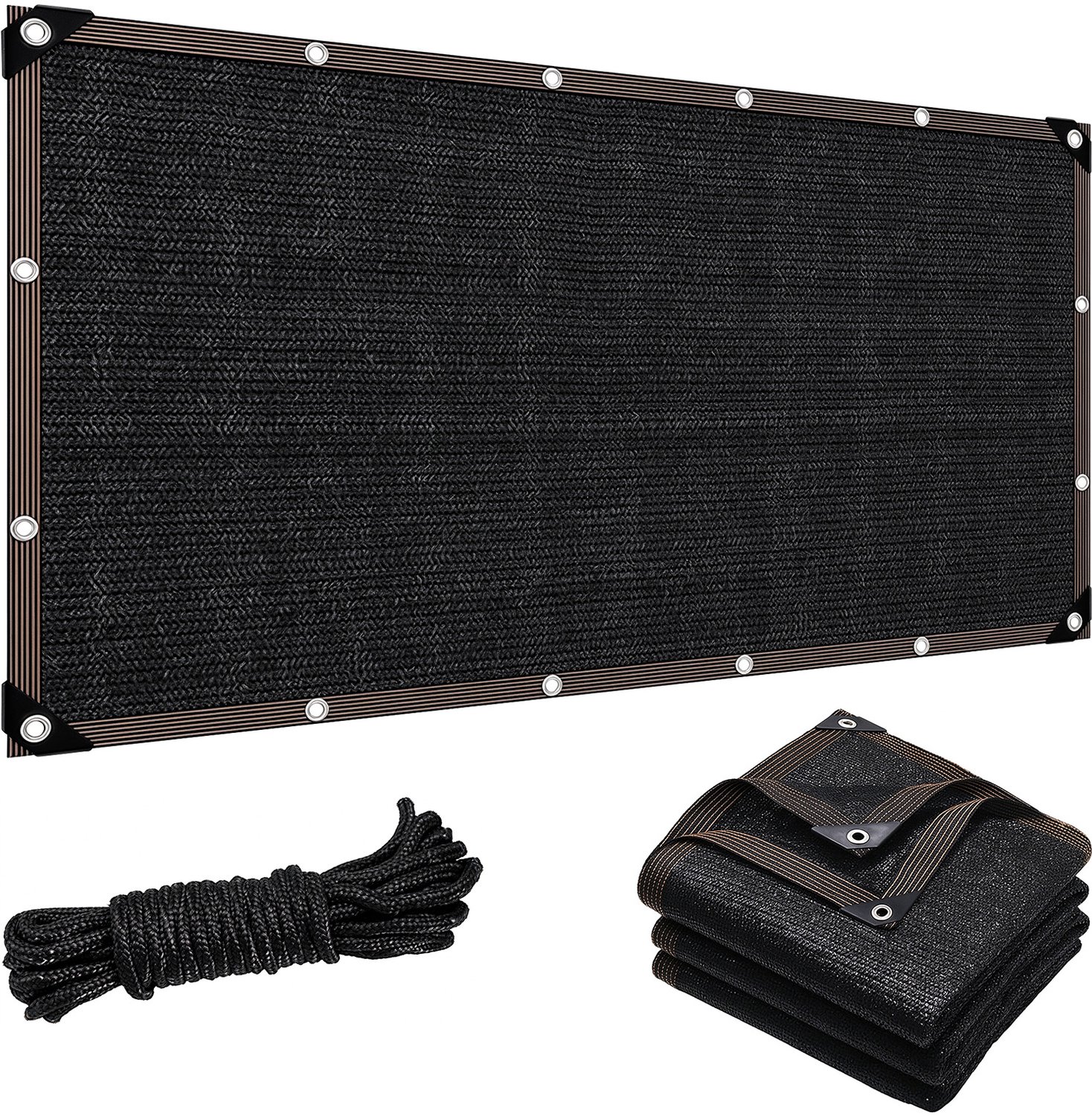 Mesh schaduwdoek zwart 3x6 m vierkant - Multifunctioneel UV‑bestendig zonnedoek - Met bevestigingsoogjes voor tuin, balkon en terras overkapping